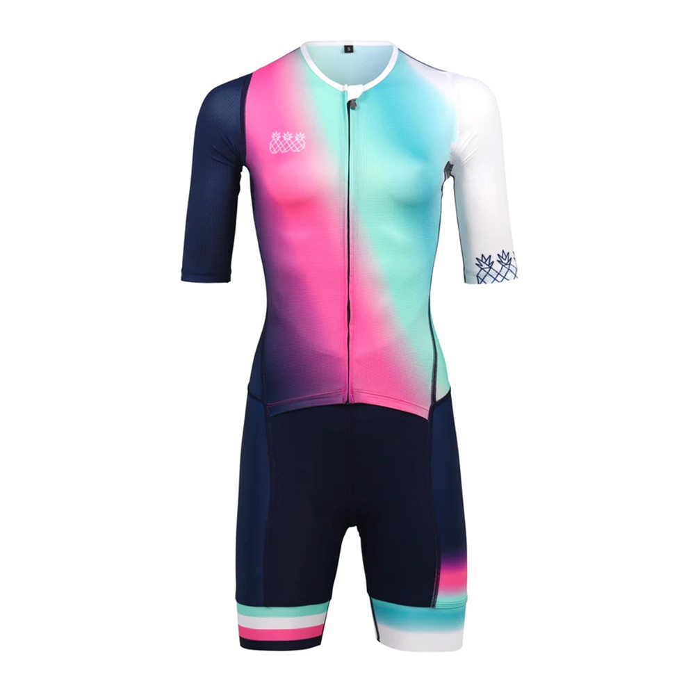 Cycling Gear Jersey - ชุดไตรกีฬาสำหรับผู้หญิงฤดูร้อนชุดสกินสูทแบบทีมมืออาชีพชุดปั่นจักรยานชุดจั๊มสูทปั่นจักรยานเสือหมอบแห้งเร็วชุดทริชุดชุดเชียร์ลีดเดอร์