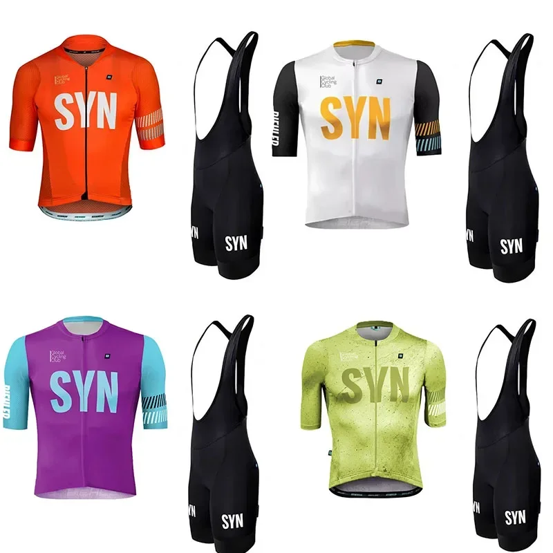 Cycling Bib Shorts - SYN เสื้อปั่นจักรยานสำหรับผู้ชาย เสื้อเจอร์ซีย์ฤดูร้อน เสื้อปั่นจักรยานแบบมีสายรัดไหล่ ระบายอากาศ แห้งเร็ว