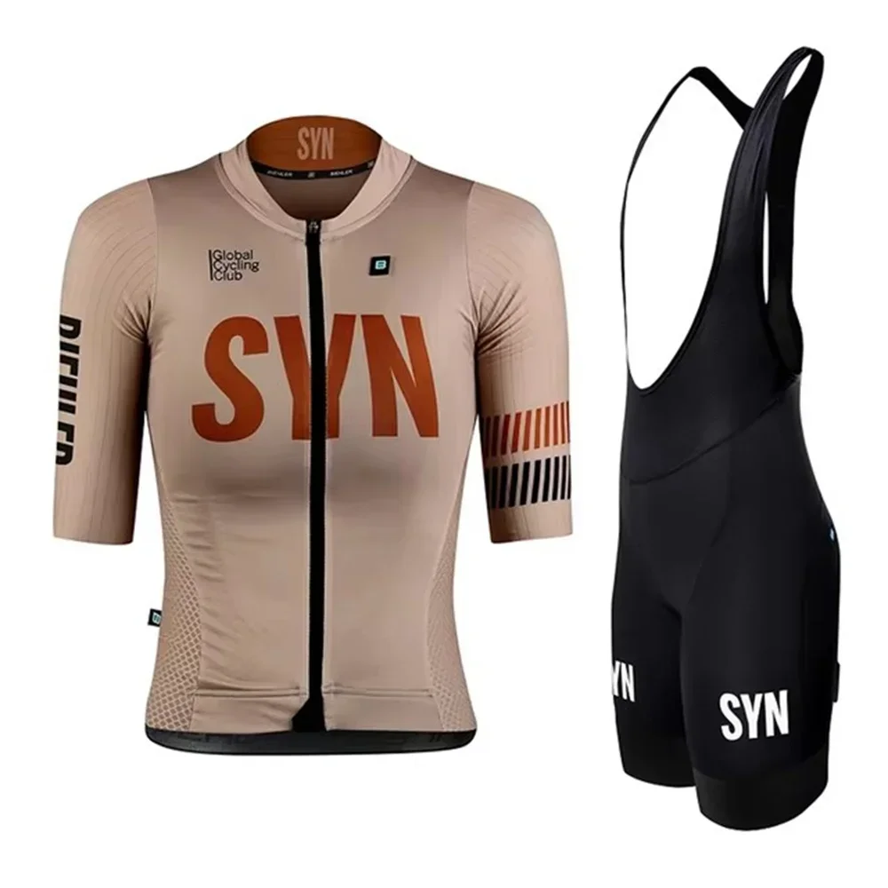 Cycling Gear Brands - ชุดปั่นจักรยานทีมซัมเมอร์ SYN สำหรับผู้หญิง เสื้อเจอร์ซีย์แขนสั้น SYNDICATE และกางเกงขาสั้นแบบมีสายรัด